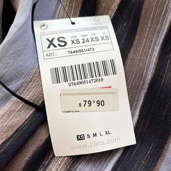 Zara Striped Inverted High Neck Cocktail Chiffon Dress - Picture 9 of 9